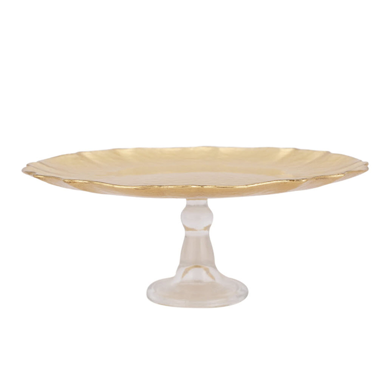 Vietri Baroque Glass Cake Stand, Gold