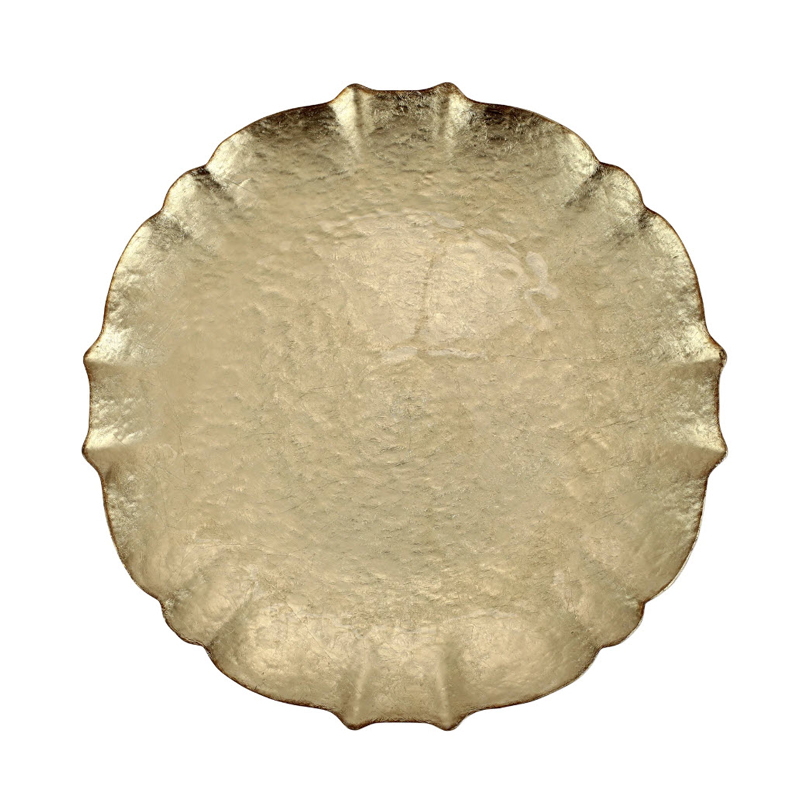 Vietri Baroque Glass Cake Stand, Gold