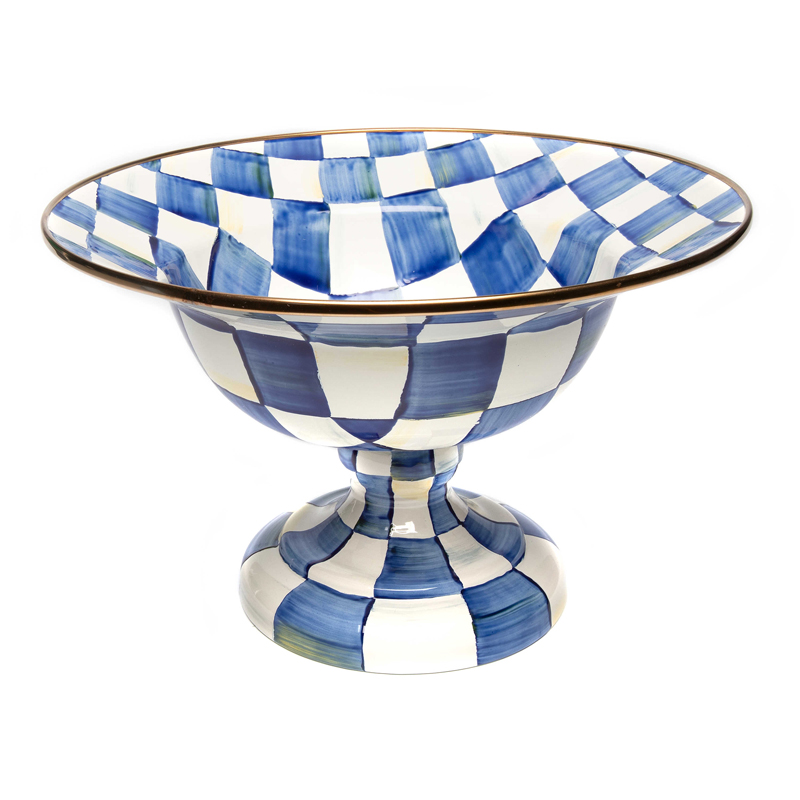 MacKenzie-Childs Royal Check Enamel Compote, Large