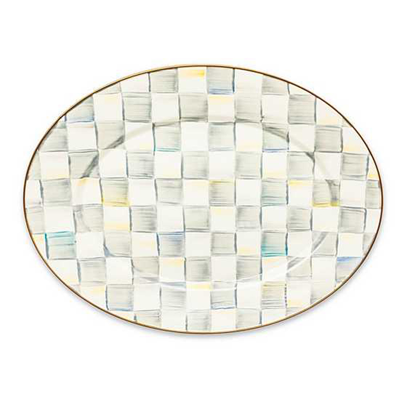 MacKenzie-Childs Sterling Check Enamel Oval Platter, Medium