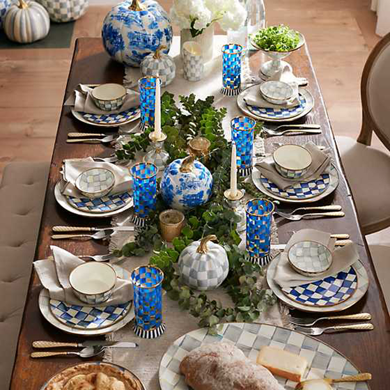 MacKenzie-Childs Sterling Check Enamel Oval Platter, Medium