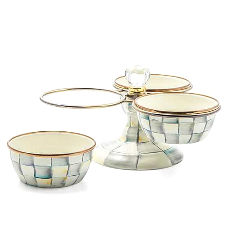 MacKenzie-Childs Sterling Check Enamel Triplicity