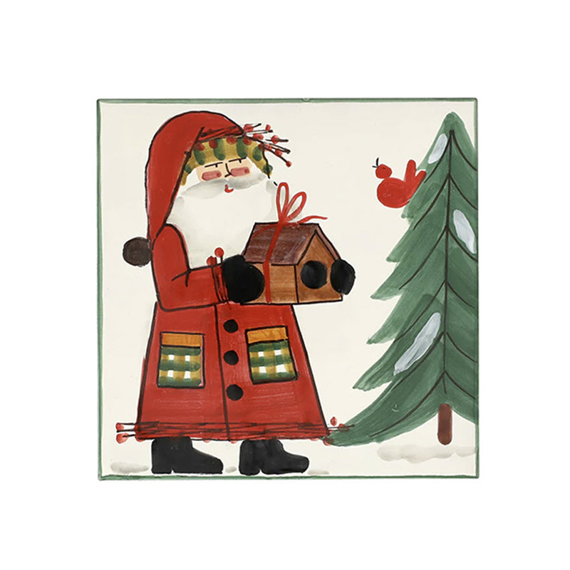 Vietri Old St. Nick with Bird House Trivet