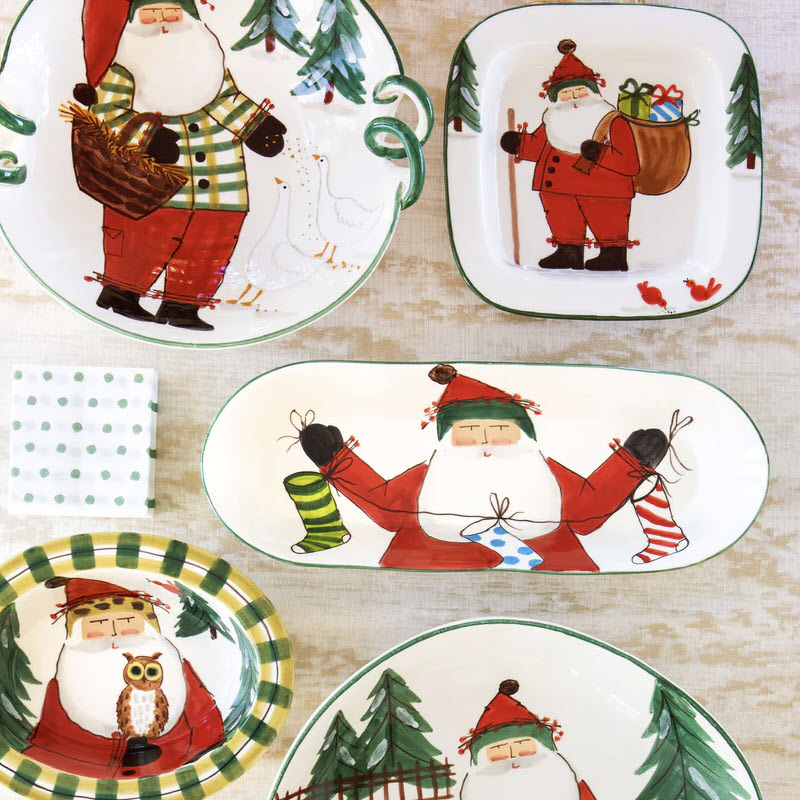 Vietri Old St. Nick with Stockings Bread Server
