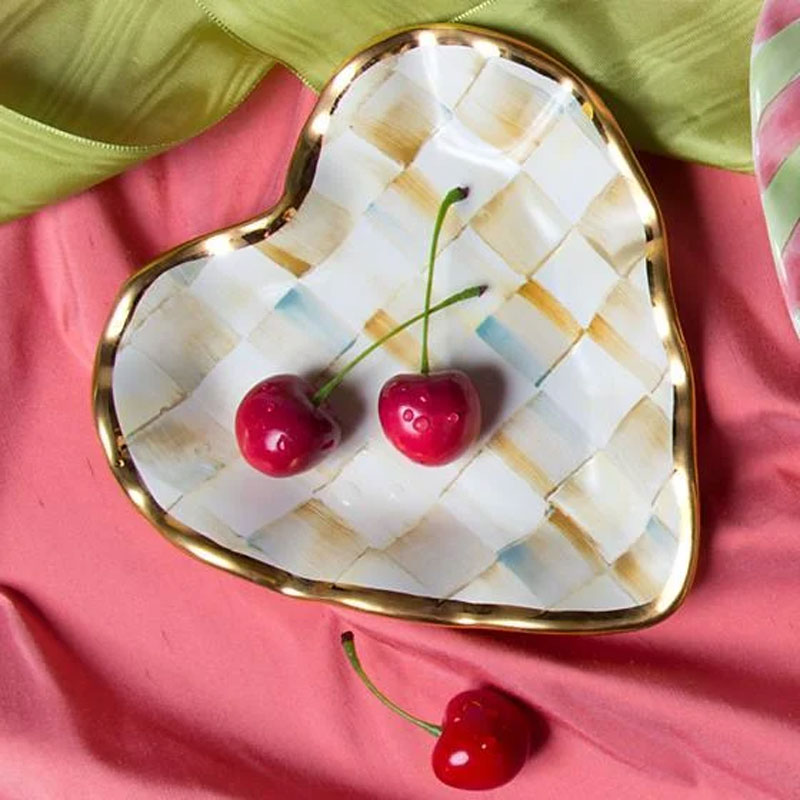 MacKenzie-Childs Parchment Check Fluted Heart Plate