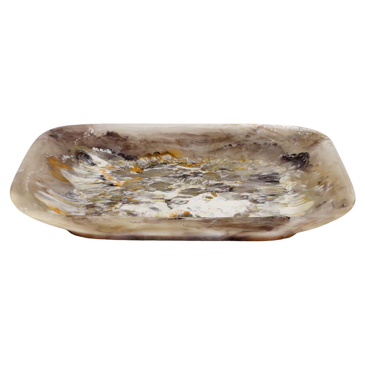 Nashi Large Square Tray, Mocha Swirl