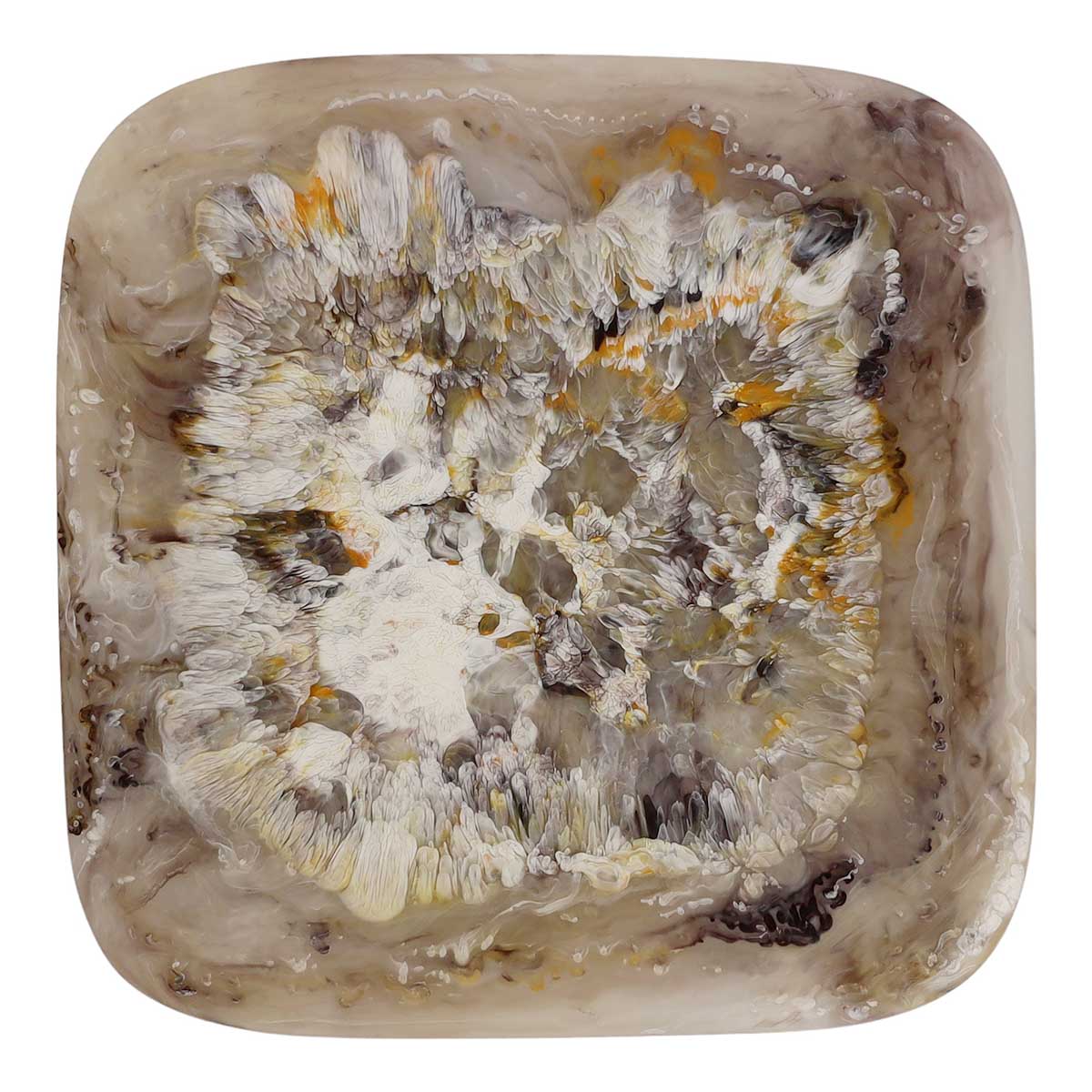 Nashi Large Square Tray, Mocha Swirl