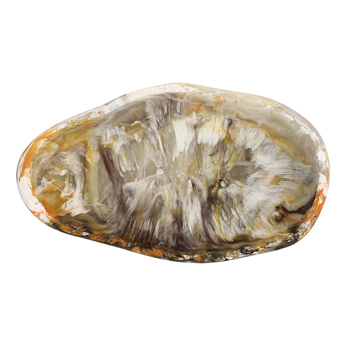 Nashi Oval Scallop Bowl, Mocha Swirl