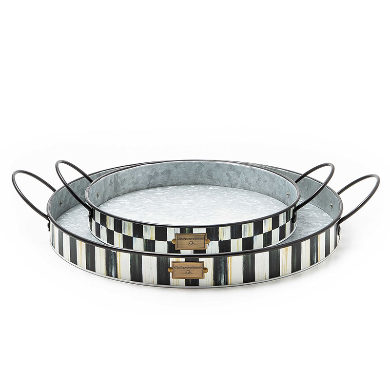 MacKenzie-Childs Spectator Galvanized Serving Trays, Set of 2