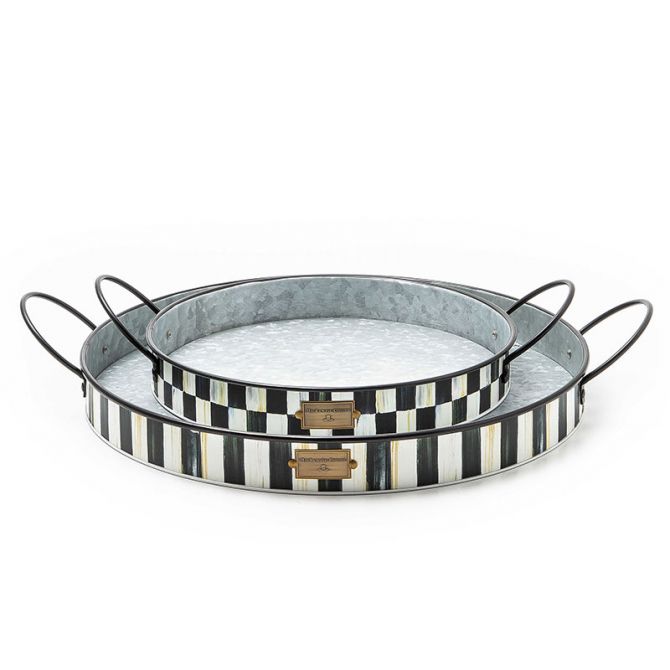 MacKenzie-Childs Spectator Galvanized Serving Trays, Set of 2
