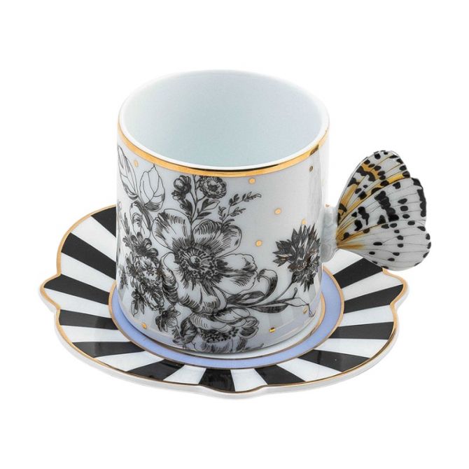 MacKenzie-Childs Butterfly Toile Mug and Saucer Set | 35514-2095