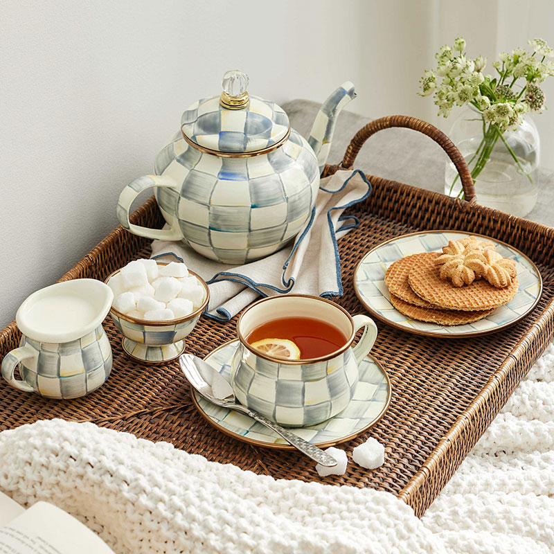 MacKenzie-Childs Sterling Check 4 Cup Teapot