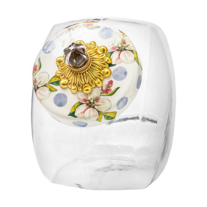 MacKenzie-Childs Sweets Jar with Wildflowers Blue Lid