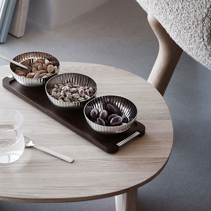 Georg Jensen Bernadotte Tray with Bowls, Smoked Oak