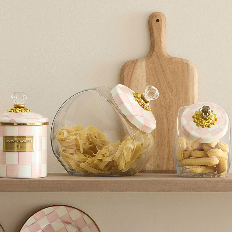 MacKenzie-Childs Cookie Jar with Rosy Check Lid