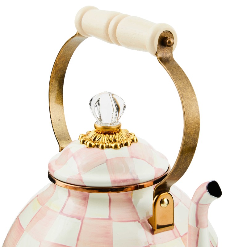 MacKenzie-Childs Rosy Check Tea Kettle, 3QT