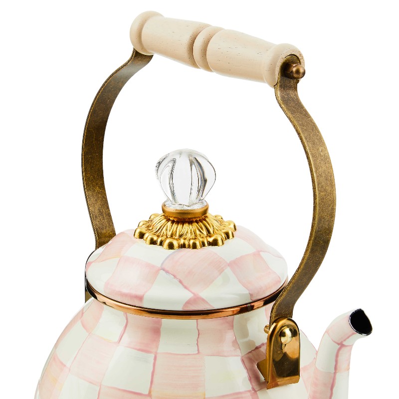 MacKenzie-Childs Rosy Check Tea Kettle, 2QT