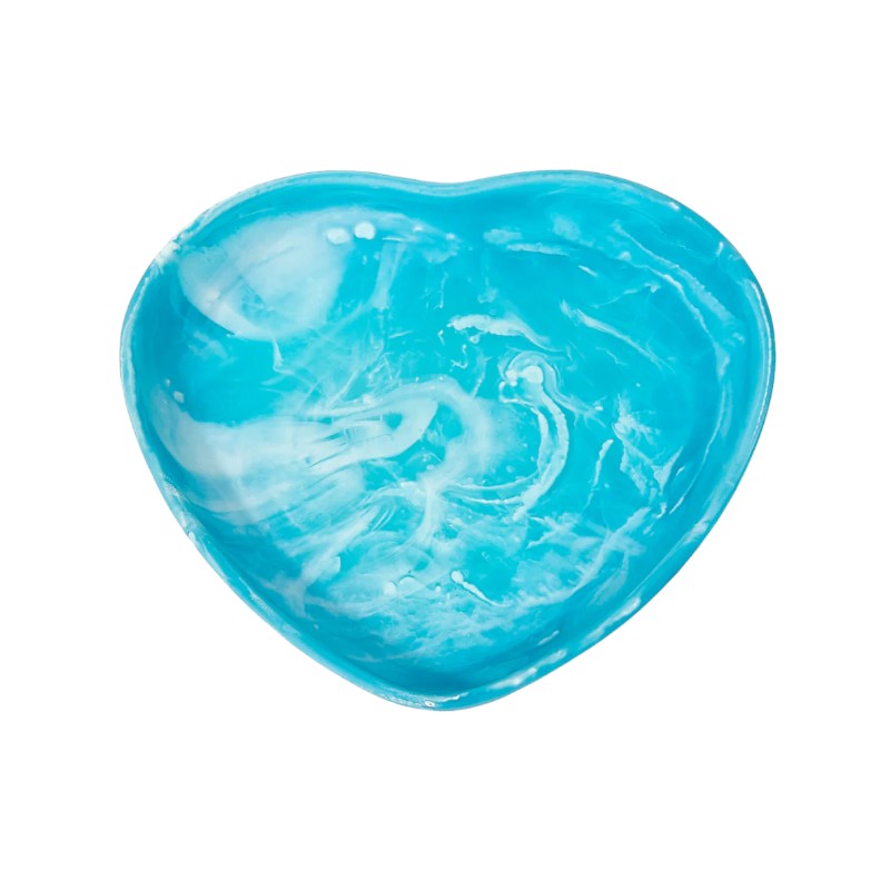 Nashi Medium Heart Tray, Aqua Swirl