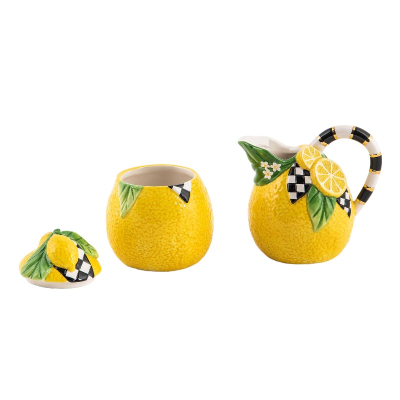 MacKenzie-Childs Lemon Sugar and Creamer Set