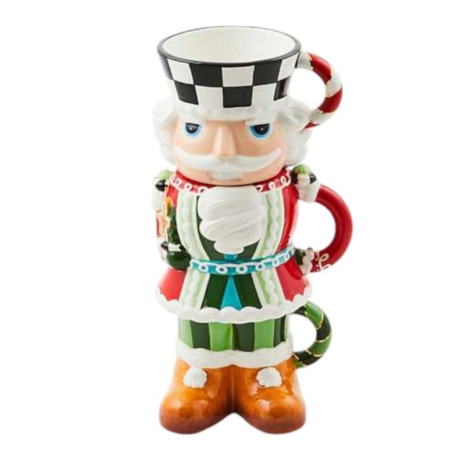 MacKenzie-Childs Bake Shop Stacking Nutcracker Mugs, Set of 3