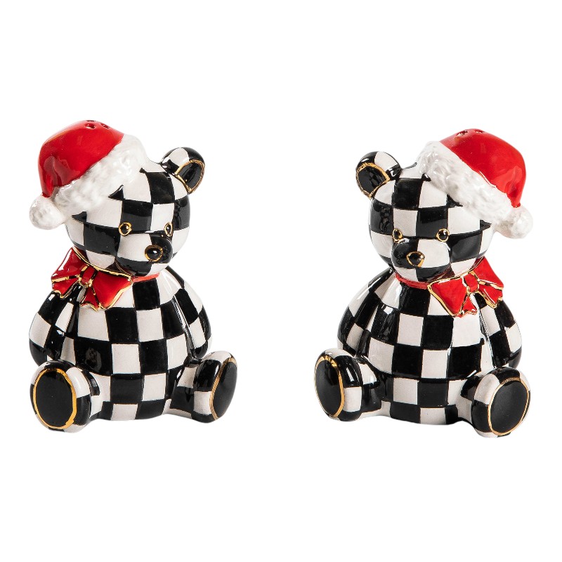 MacKenzie-Childs Courtly Santa Bear Salt and Pepper