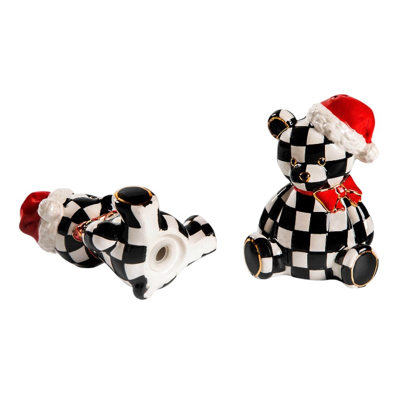MacKenzie-Childs Courtly Santa Bear Salt and Pepper