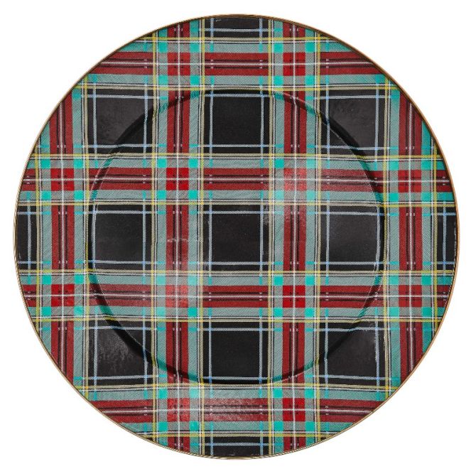 MacKenzie-Childs Tartastic Black Serving Platter