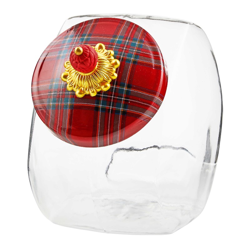 MacKenzie-Childs Tartan Red Lidded Cookie Jar