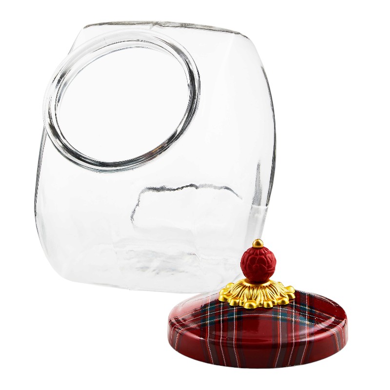 MacKenzie-Childs Tartan Red Lidded Cookie Jar