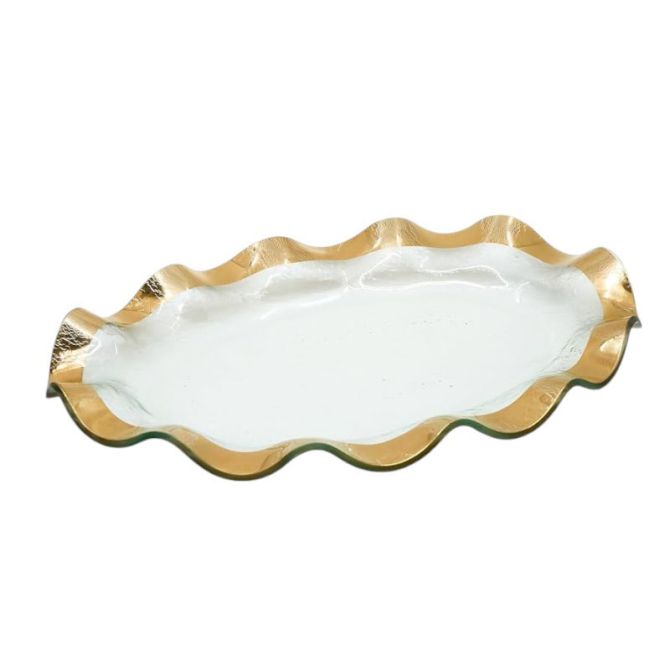 Annieglass Ruffle Large Oval Platter, Gold