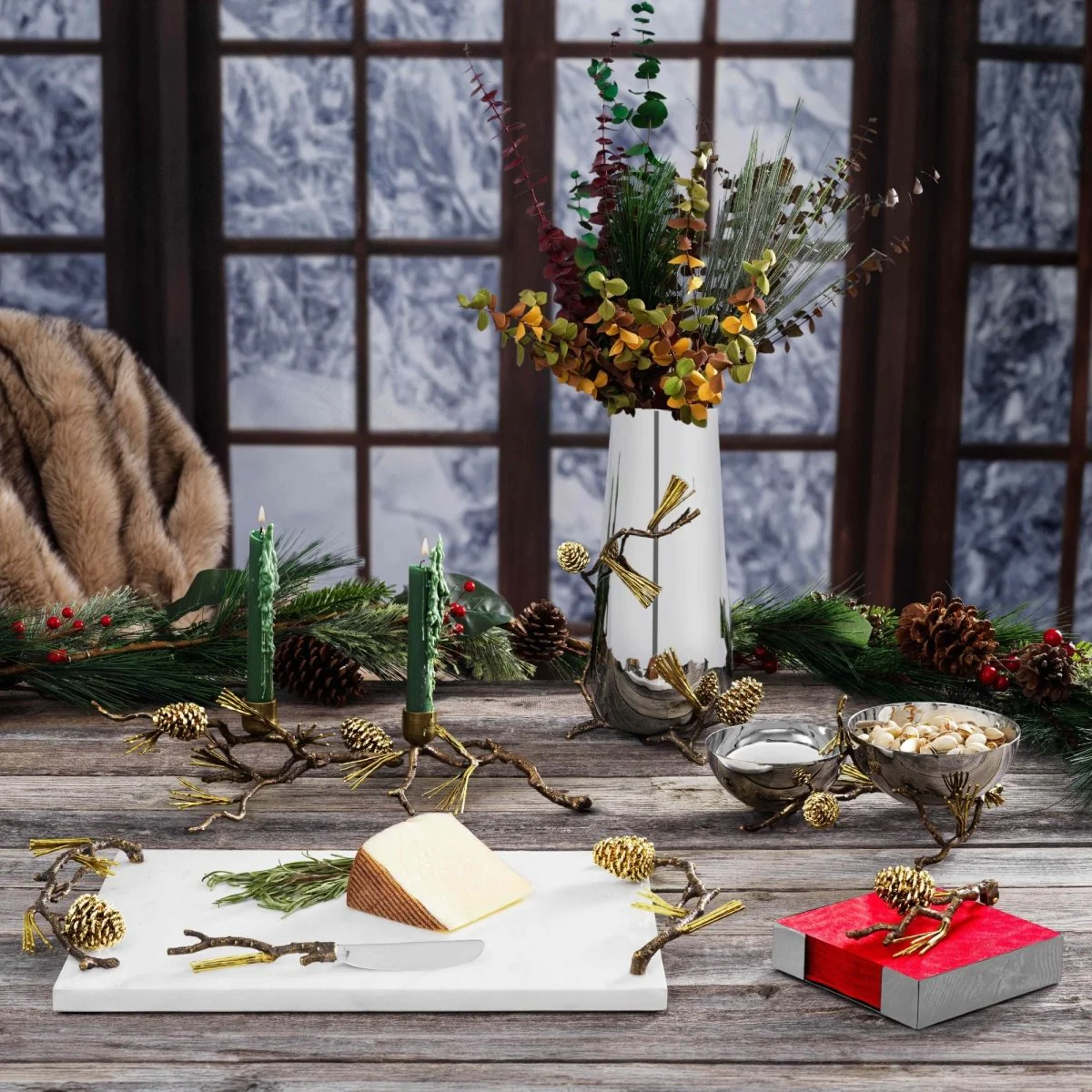 Michael Aram Pine Cone Double Bowl