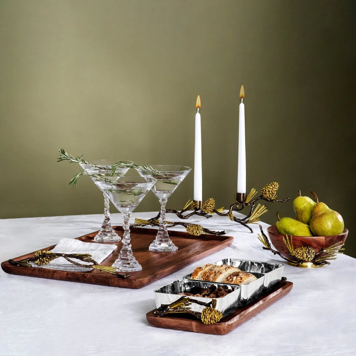 Michael Aram Pine Cone Wood Tray, Medium