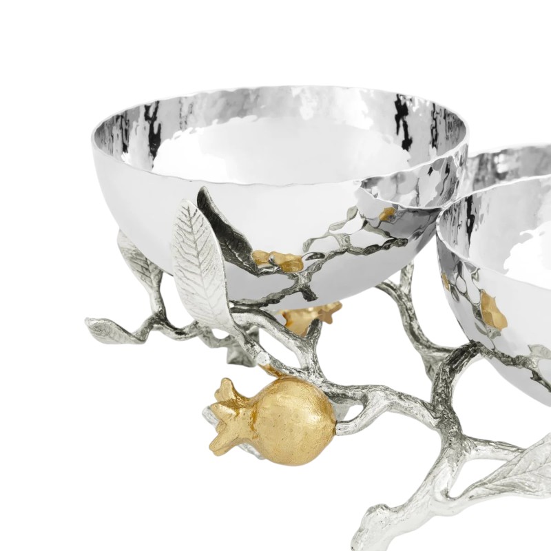 Michael Aram Pomegranate Silver and Yellow Gold Triple Bowl