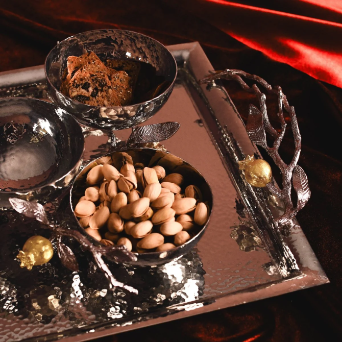 Michael Aram Pomegranate Silver and Yellow Gold Triple Bowl