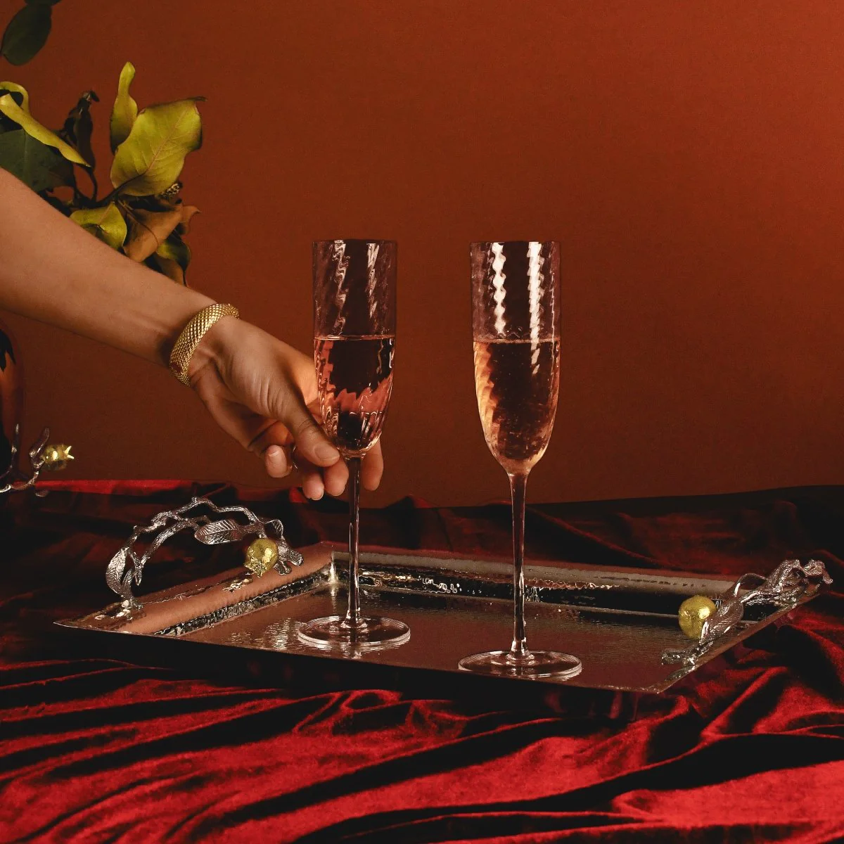 Michael Aram Pomegranate Silver and Gold Serving Tray