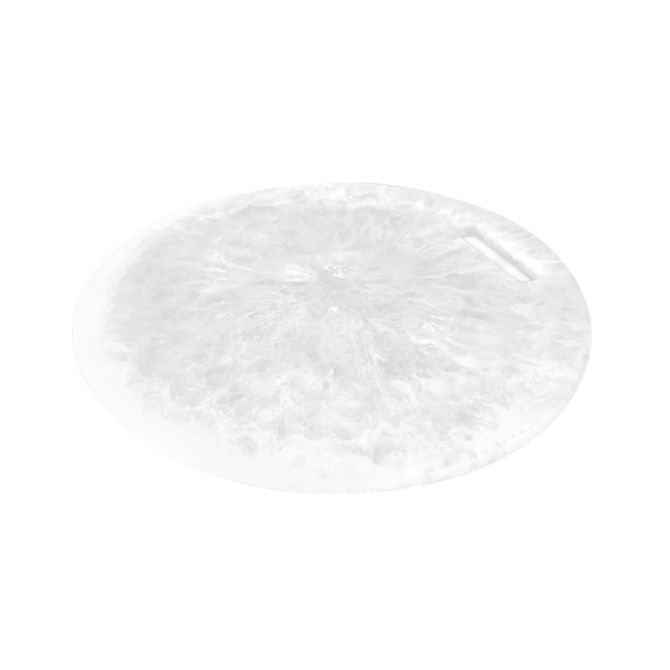 Nashi Large Round Classical Chopping Board, White Swirl