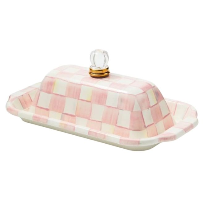 MacKenzie-Childs Rosy Check Butter Box