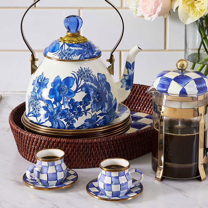 MacKenzie-Childs Royal Check Espresso Cup & Saucer, Set of 2