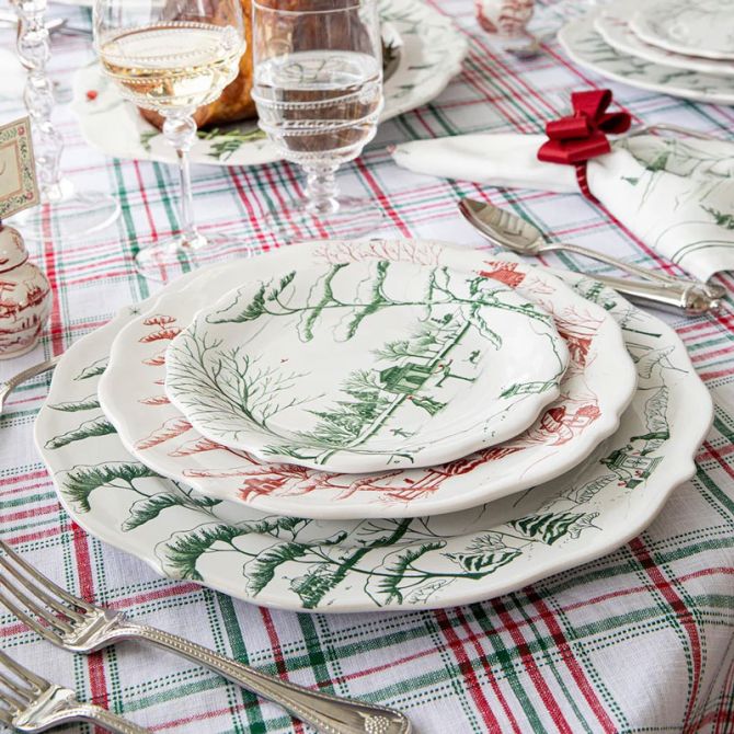 Juliska Country Estate Winter Frolic Evergreen Party Plates, Set