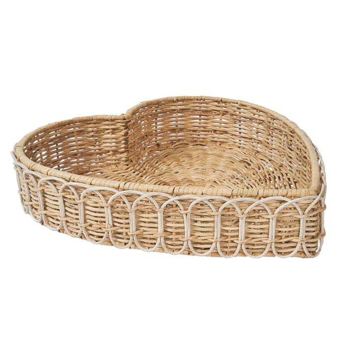 Juliska Provence Rattan Whitewash Heart Tray, 16"