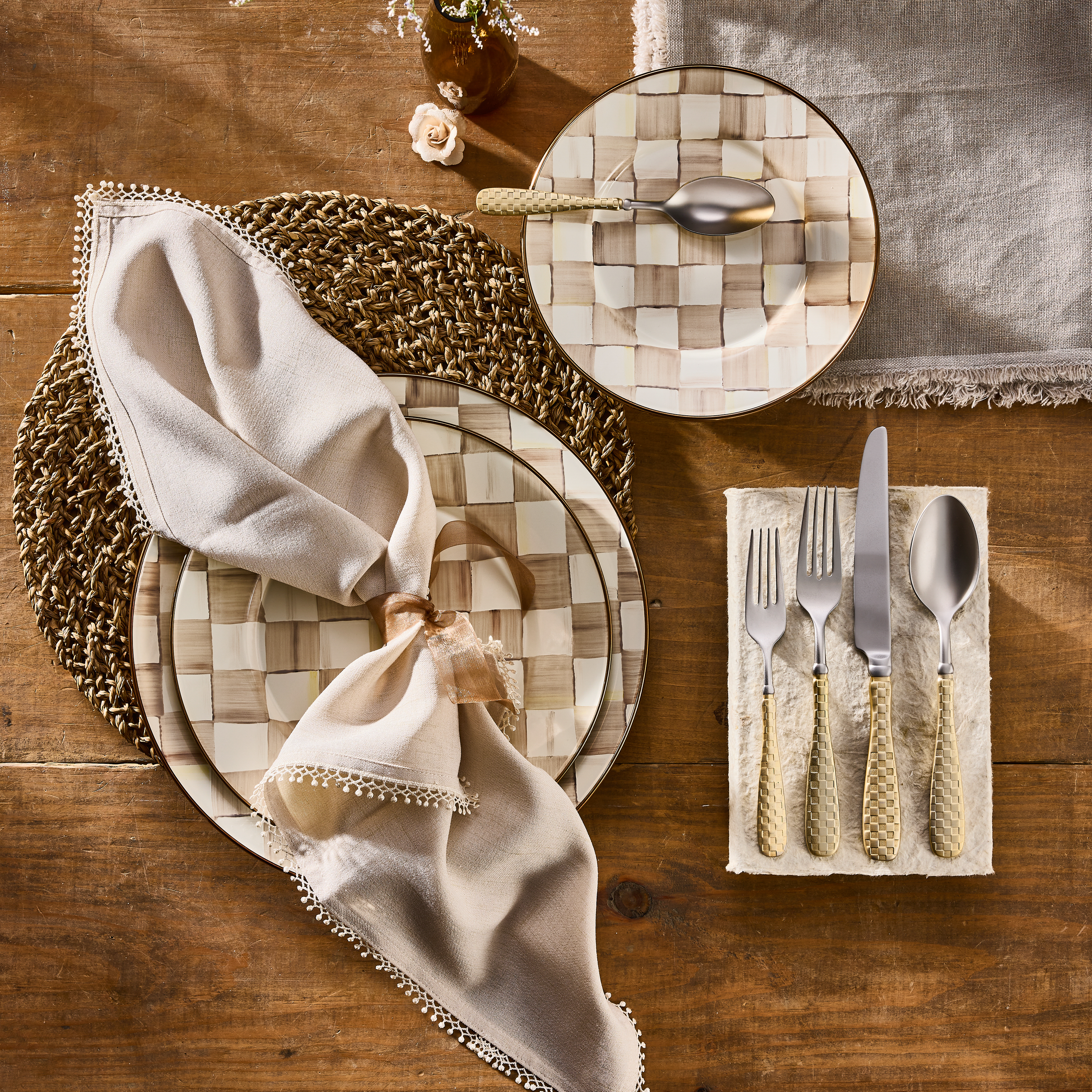 MacKenzie-Childs Mocha Check Charger