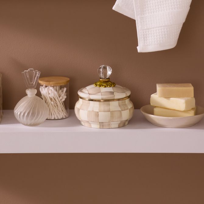 MacKenzie-Childs Mocha Check Squashed Pot | 89223-840 | Borsheims