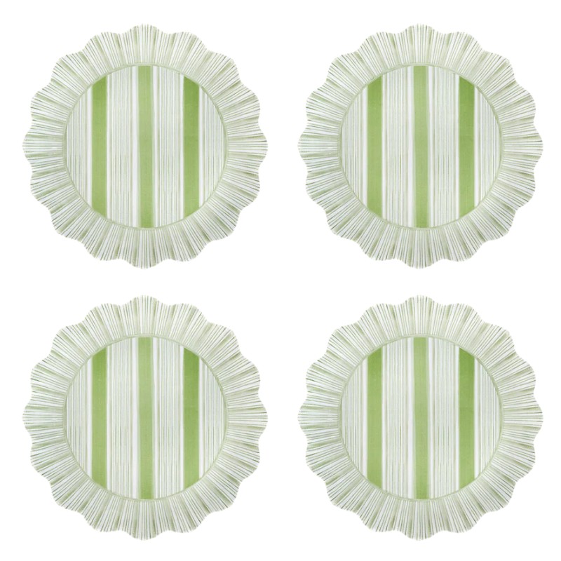 Juliska Cabana Stripe Melamine Set of 4 Salad Plates, Seagrass