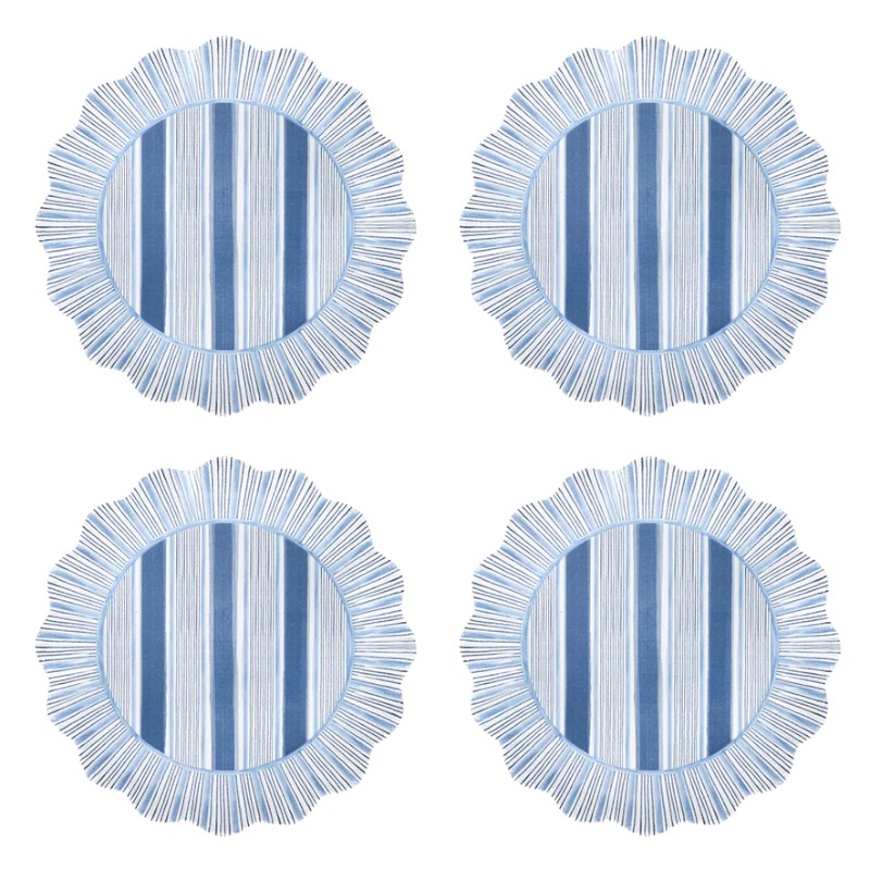 Juliska Cabana Stripe Melamine Set of 4 Salad Plates, Ocean