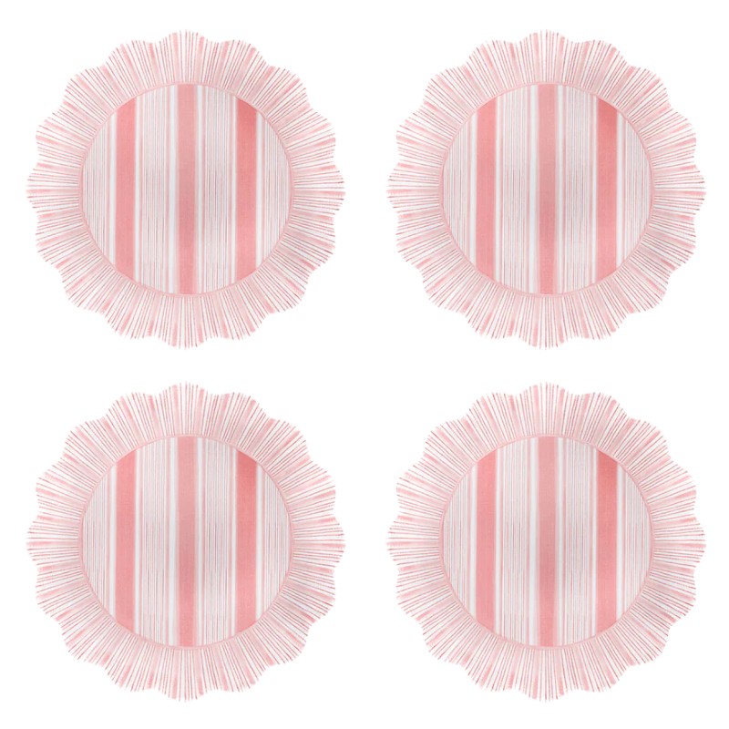 Juliska Cabana Stripe Melamine Set of 4 Salad Plates, Coral