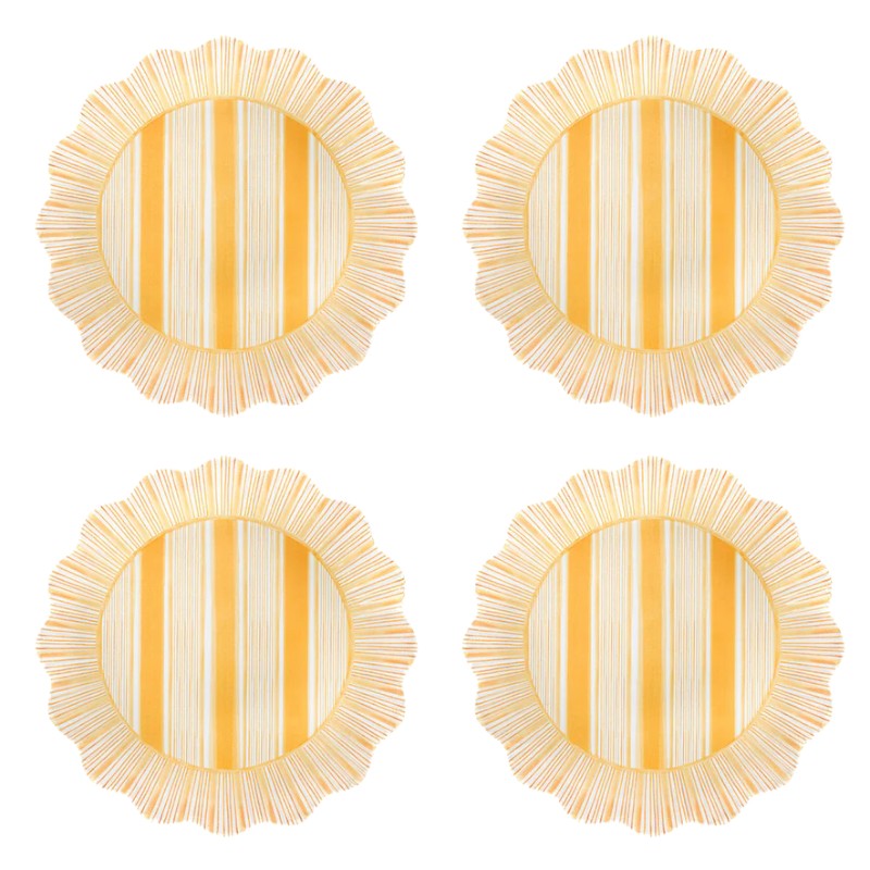 Juliska Cabana Stripe Melamine Set of 4 Salad Plates, Sunshine