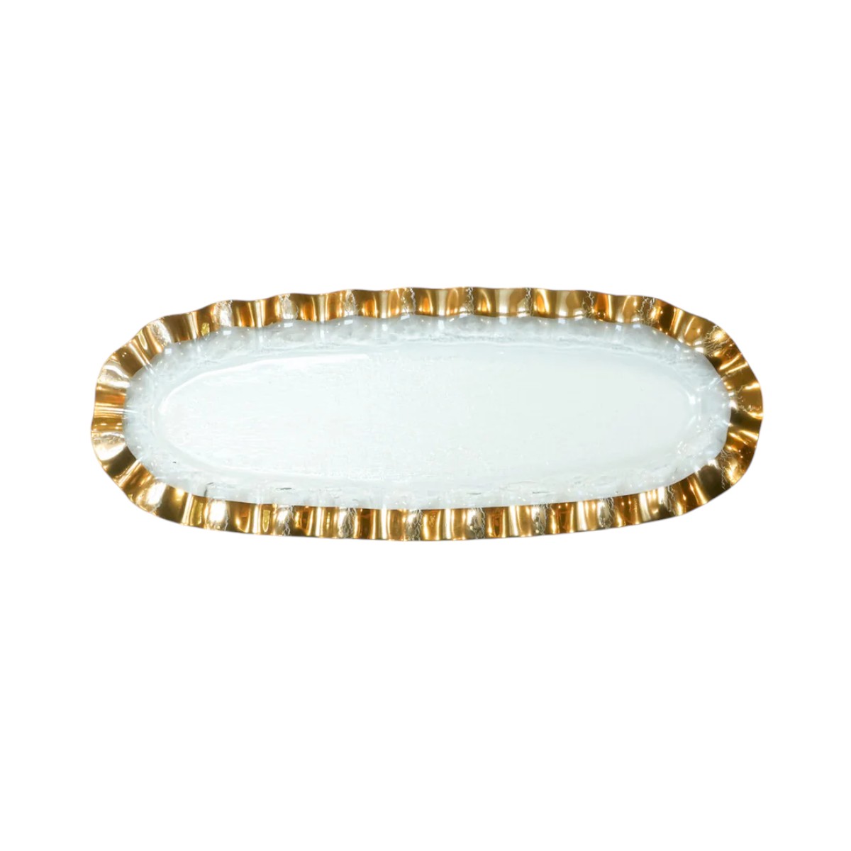 Annieglass Medium Ruffle Oval Tray, 24k Gold
