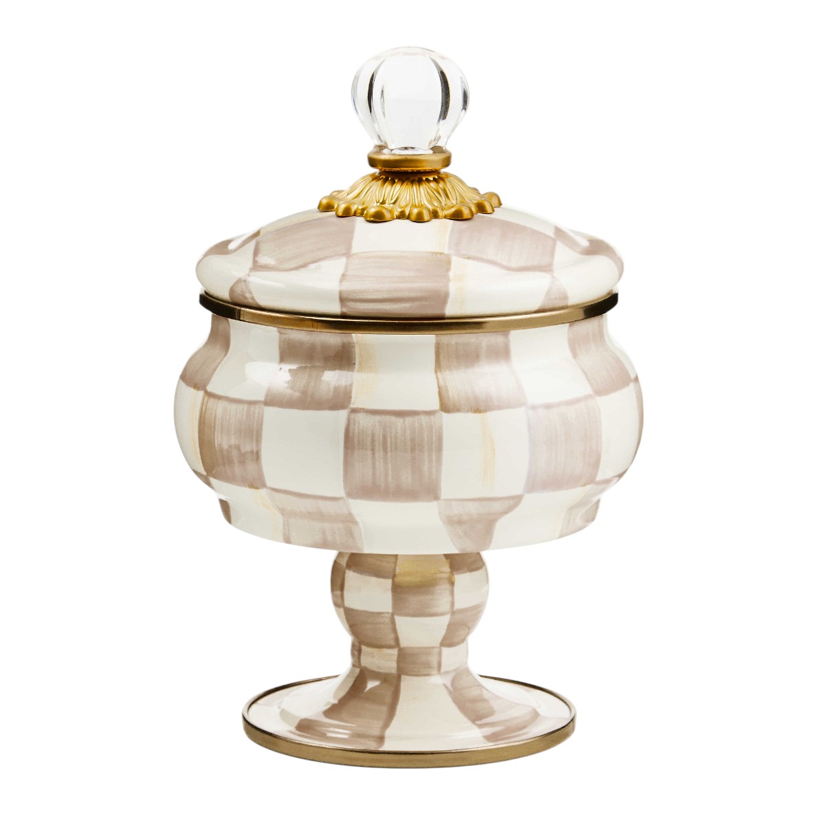 MacKenzie-Childs Mocha Check Curiosity Pot