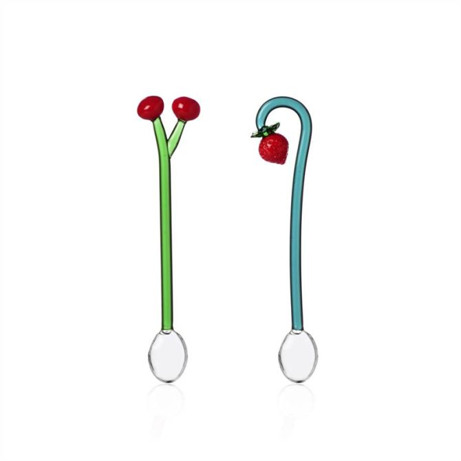 Ichendorf Cherries and Strawberry Fruits and Flowers Spoons, Set of 2