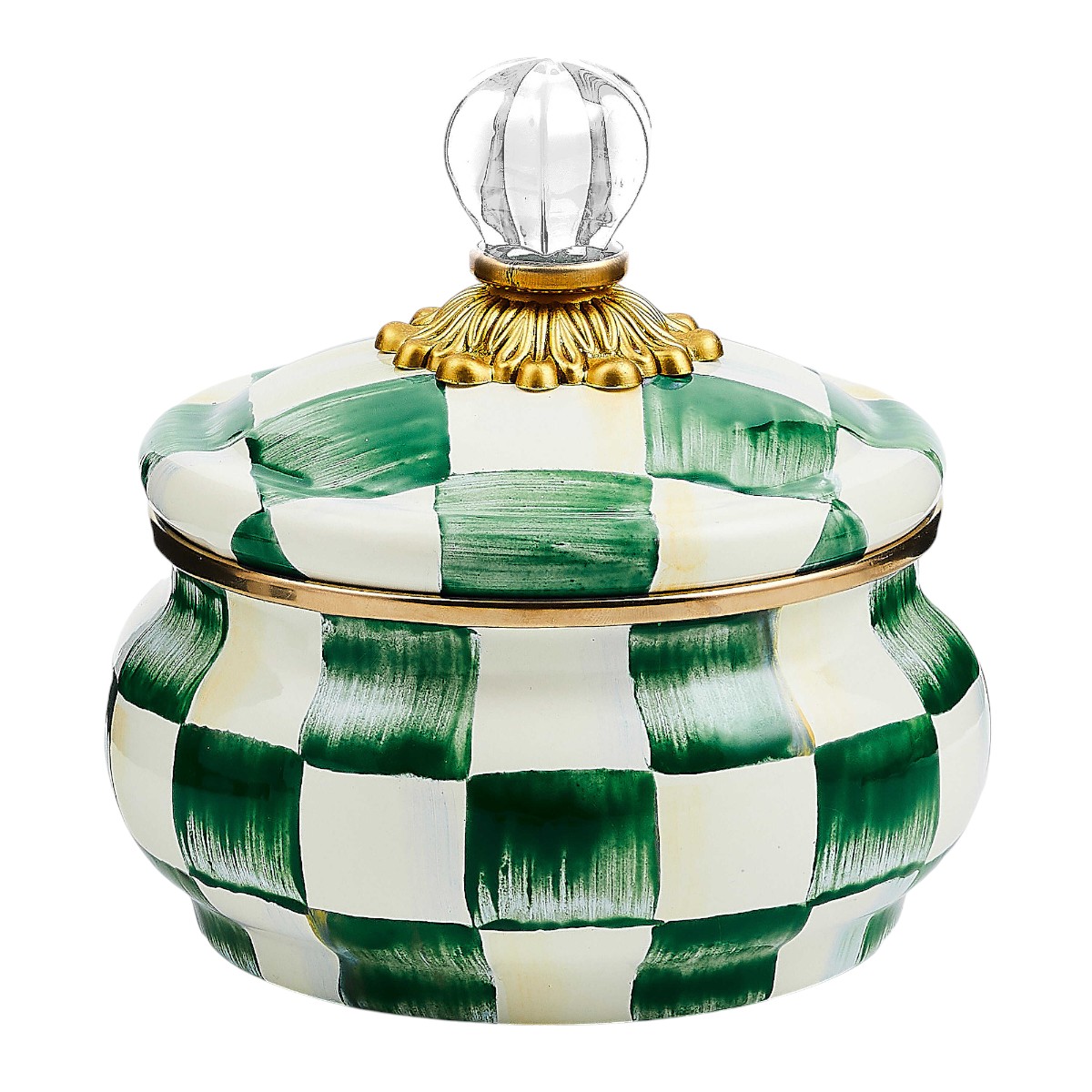 MacKenzie-Childs Emerald Check Squashed Pot